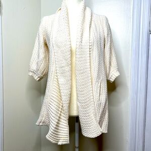 Guess Jeans Open Front Cotton Knit Sweater Cardigan Women’s Size Large Cream